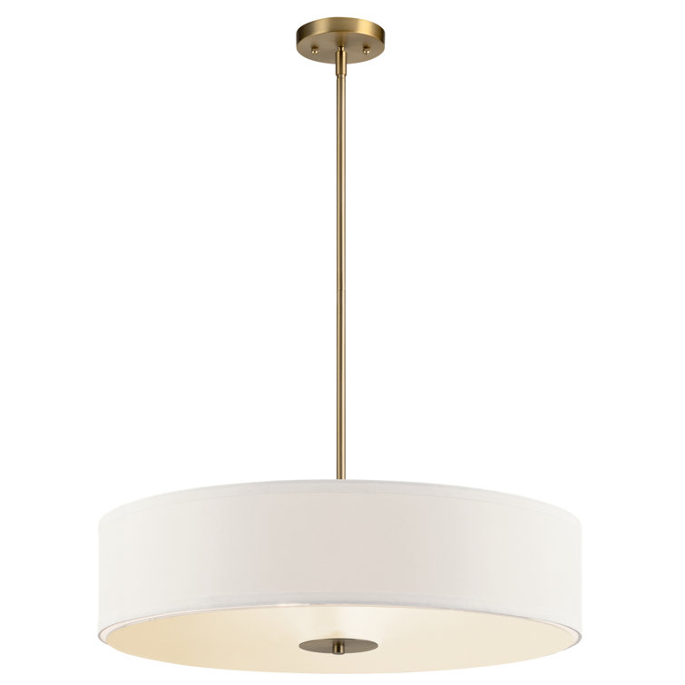 Elegant Satin Black 24" Transitional Drum Pendant with White Shade