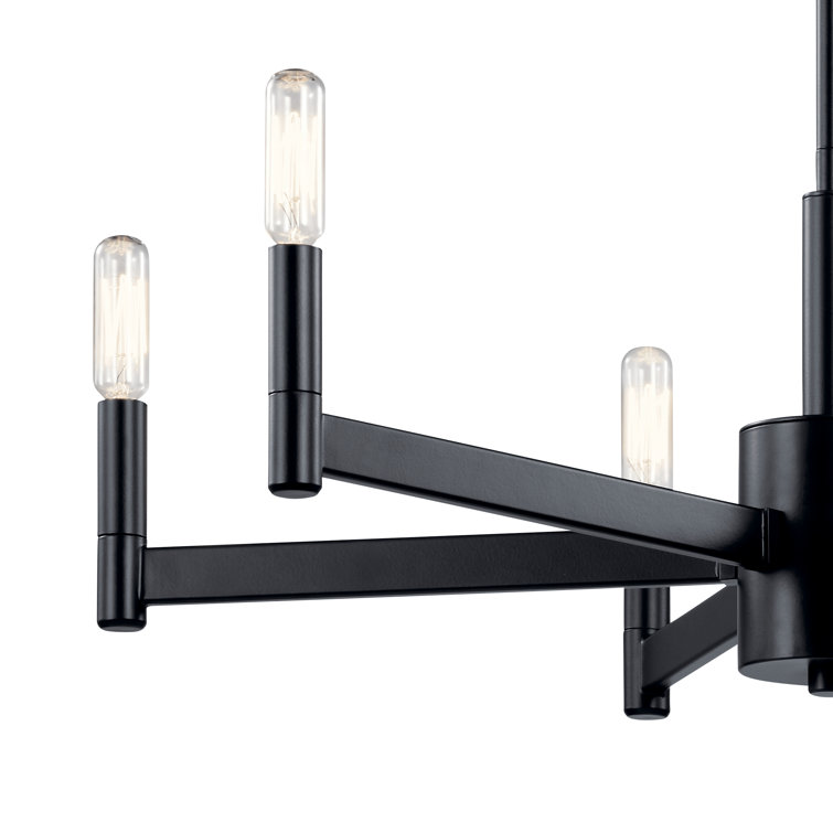 Black Aluminum Steel 6-Light Candle Style Chandelier
