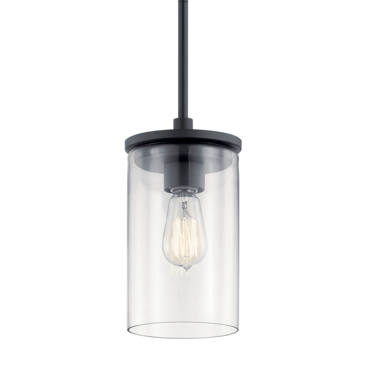 Crosby Minimalist Black Steel Mini Pendant with Clear Glass Shade