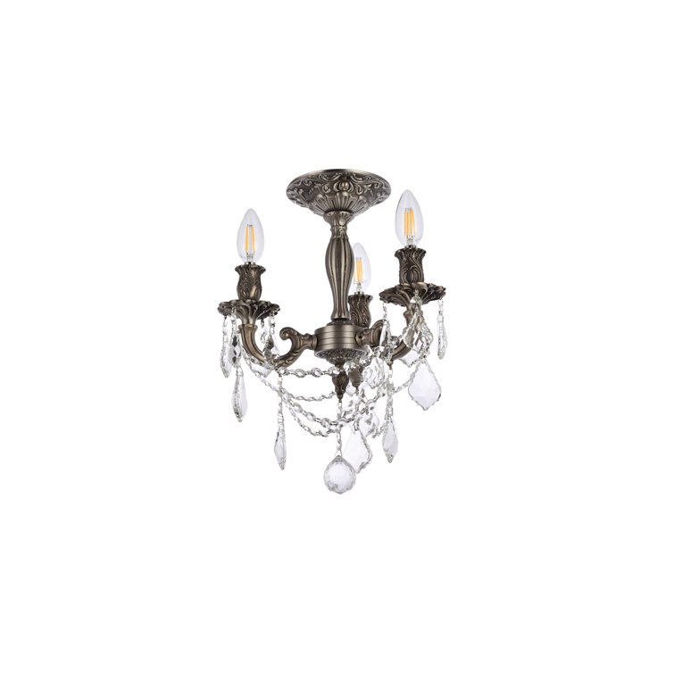 Pewter Royal Cut Crystal Flush Mount Chandelier