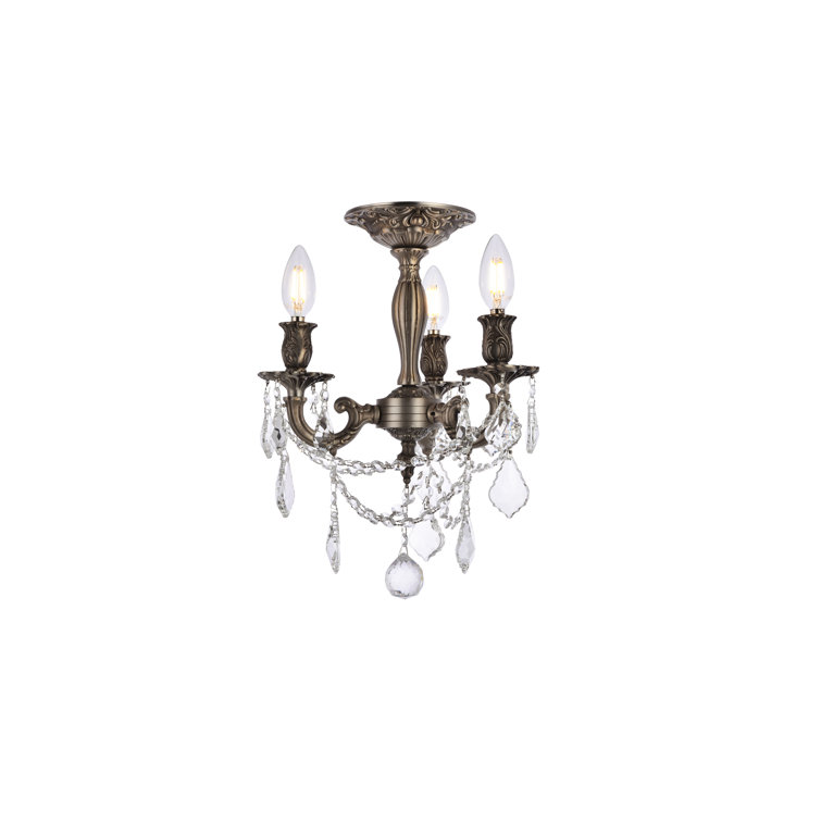 Pewter Royal Cut Crystal Flush Mount Chandelier