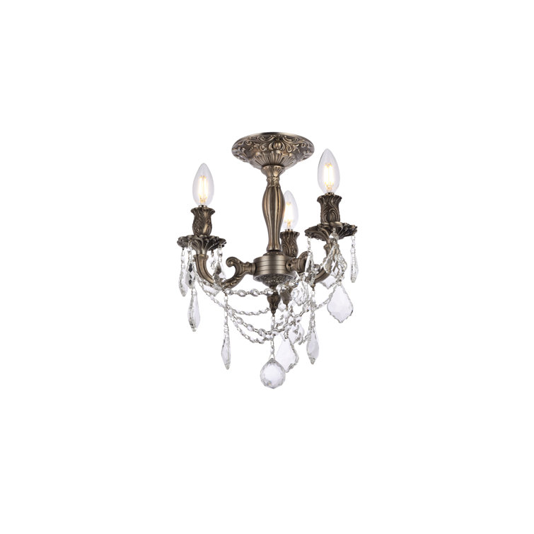 Pewter Royal Cut Crystal Flush Mount Chandelier