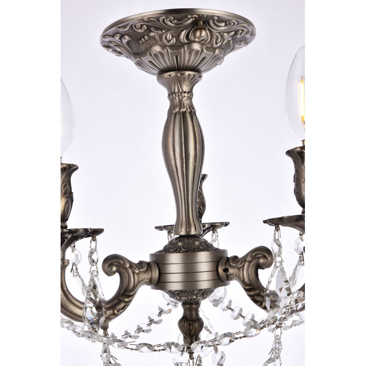 Pewter Royal Cut Crystal Flush Mount Chandelier