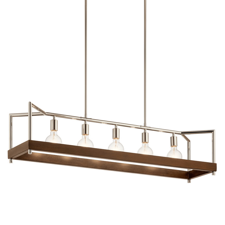 Tanis 5-Light Auburn Stained Nickel Linear Chandelier