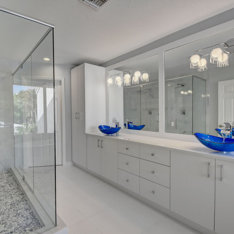 Blue Foil Painted Glass Oval Vessel Sink