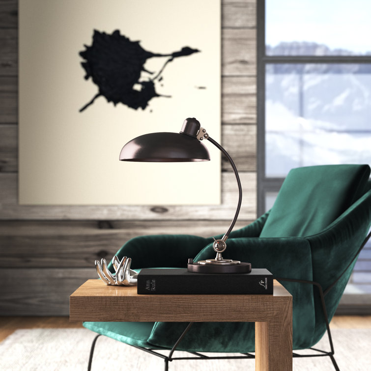 Bruno Adjustable Arc Bronze Desk Lamp with Nickel Accents