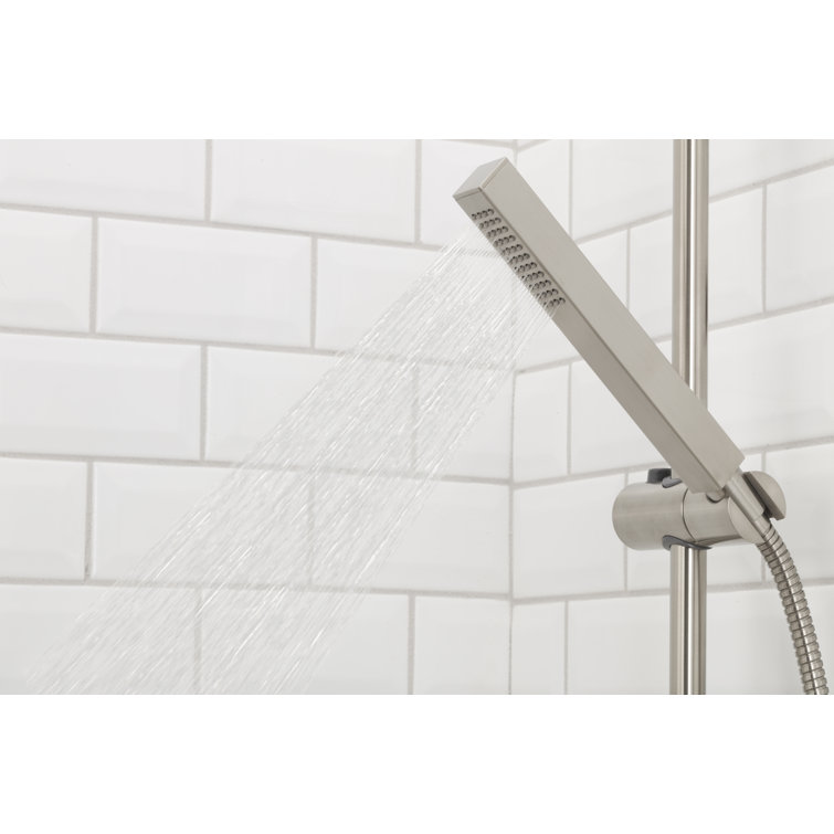 Brushed Nickel Square Handheld Shower Wand with Adjustable Height