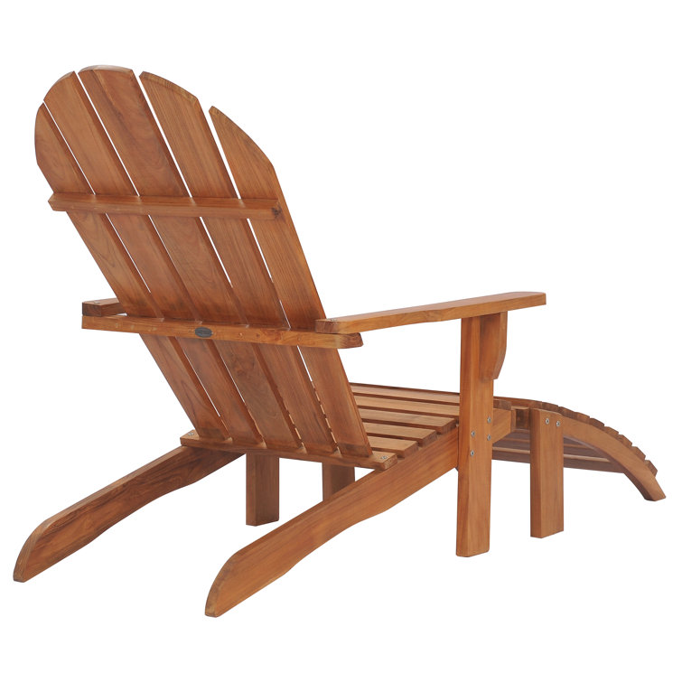 Honey-Brown Teak Adirondack Chair with Ottoman