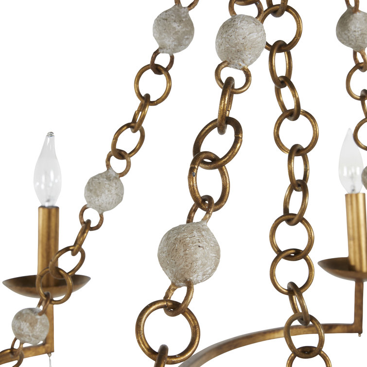 Carrie 24.5'' Gold and White Modern Coastal Beaded Chandelier