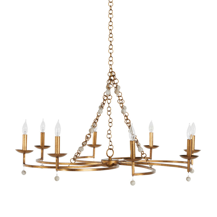 Carrie 24.5'' Gold and White Modern Coastal Beaded Chandelier