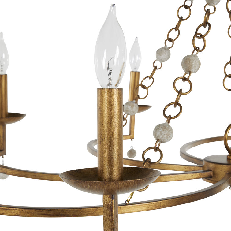 Carrie 24.5'' Gold and White Modern Coastal Beaded Chandelier