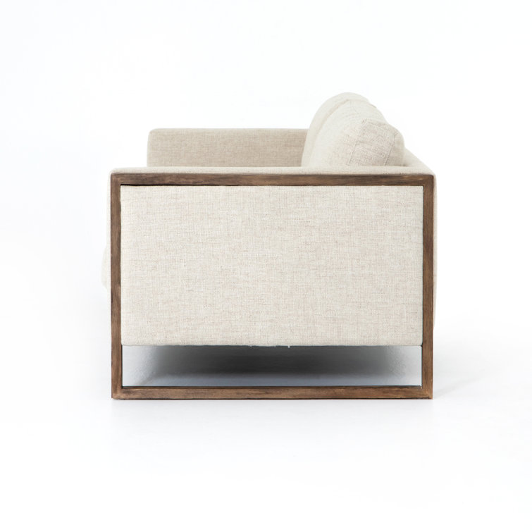 Thames Cream Linen & Distressed Natural Wood Track Arm Sofa
