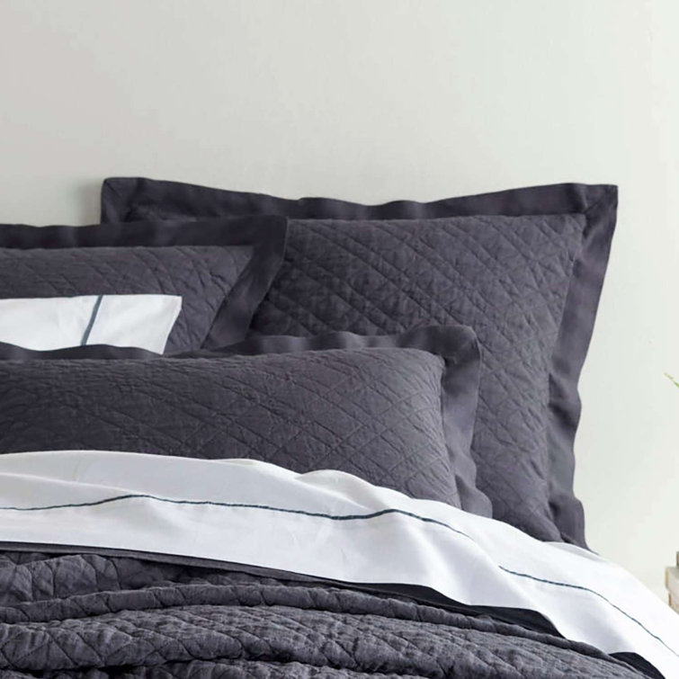Natural Cotton and Polyester Quilted Sham with Flanged Edging