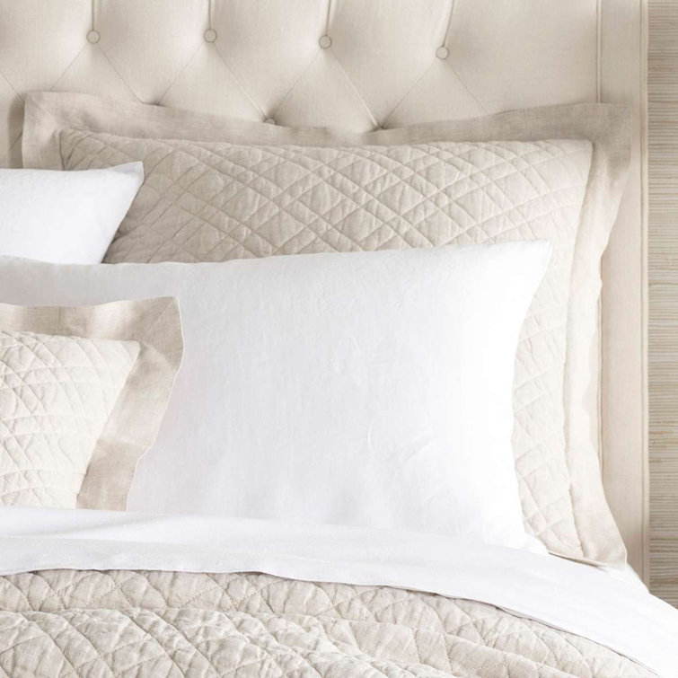 Natural Euro Quilted Cotton and Polyester Sham