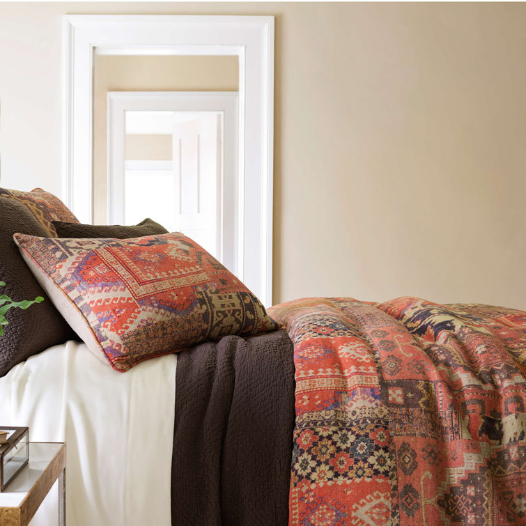 Anatolia Inspired Patchwork Linen Full/Queen Duvet Cover in Earth Tones