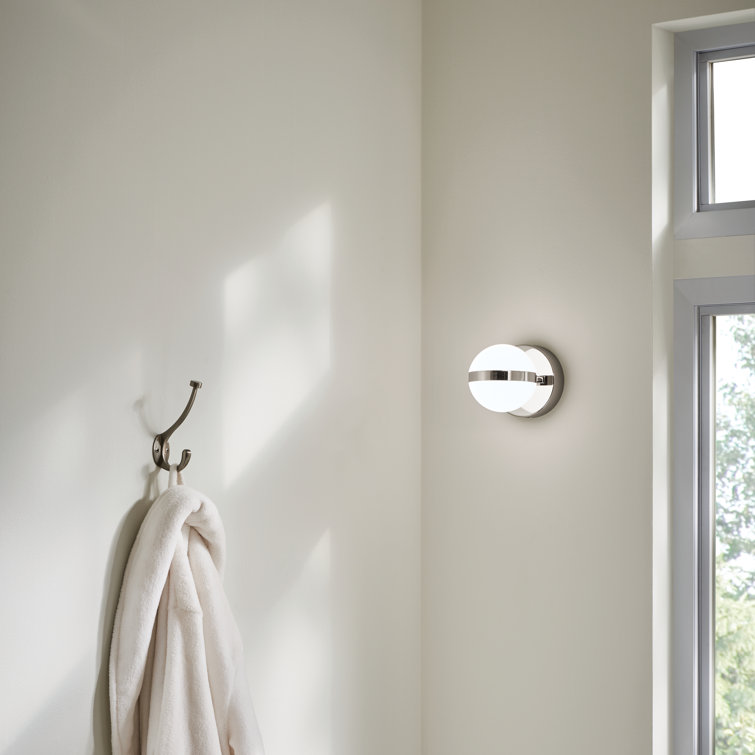 Polished Nickel 1-Light LED Dimmable Sconce with White Acrylic Shade