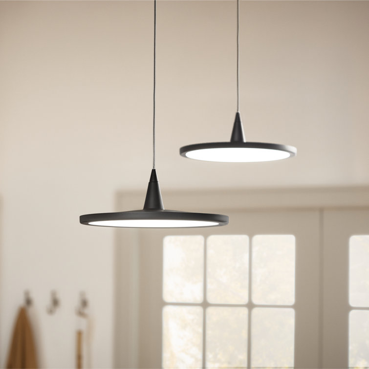 Jeno Matte Black Mini LED Pendant with White Acrylic Shade