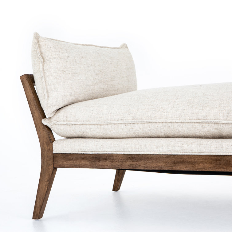 Seriphe Modern White Leather and Wood 85'' Stationary Sofa