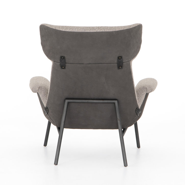 Orly Natural 37" Contemporary Leather Accent Chair in Gray/Brown