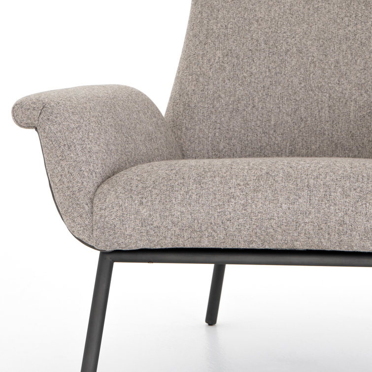 Orly Natural 37" Contemporary Leather Accent Chair in Gray/Brown