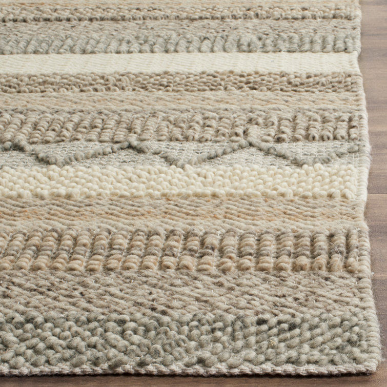 Handmade Beige Wool and Cotton Braided Square Rug