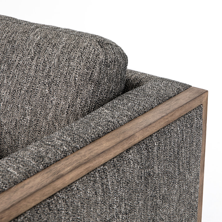 Arden Charcoal 97" Track Arm Sofa with Distressed Natural Frame