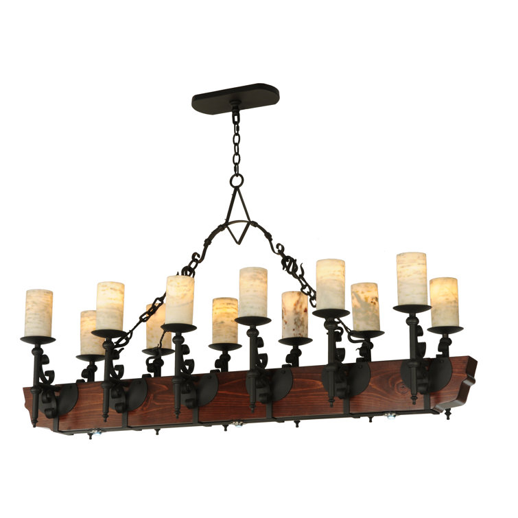 Tudor Jadestone 60" LED Oblong Chandelier with 15 Lights