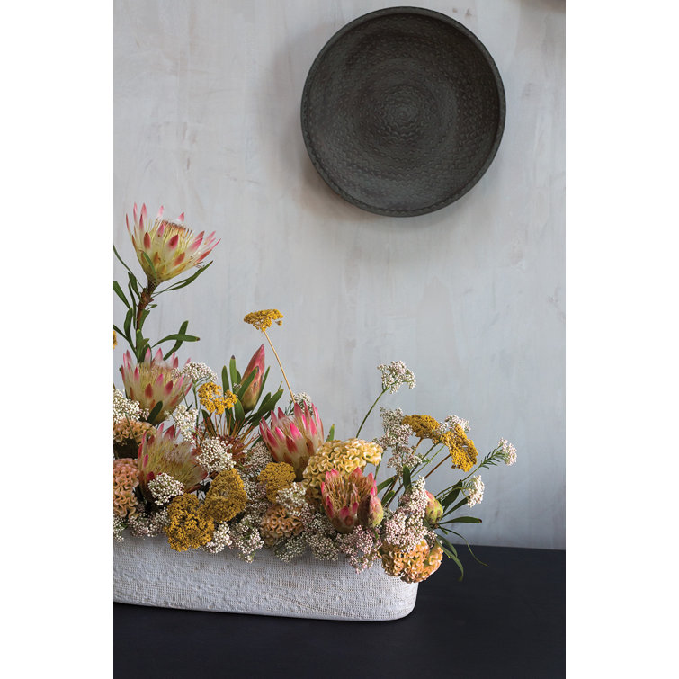 Handcrafted Oval White Ceramic Pot Planter