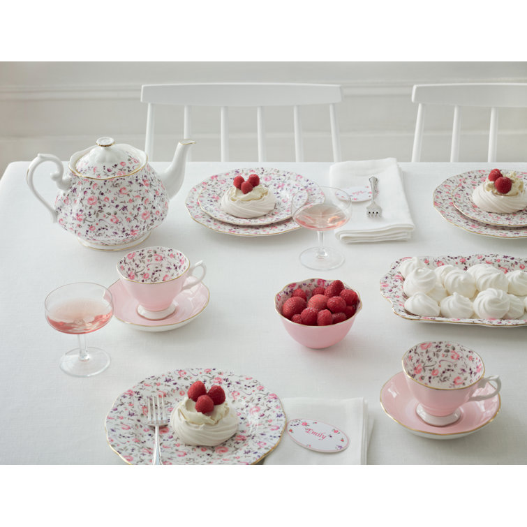 Rose Confetti Floral Porcelain 5-Piece Place Setting with Gold Rim