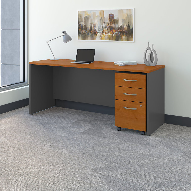 Contemporary Gray-Brown Natural Cherry Home Office Desk with Drawer