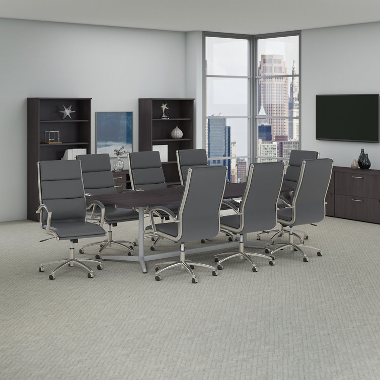 Storm Gray 96" Engineered Wood Boat Shaped Conference Table