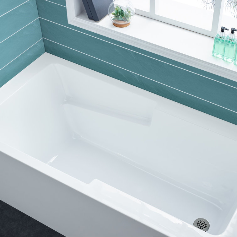 Voltaire 72" White Acrylic Alcove Bathtub with Apron and Armrest
