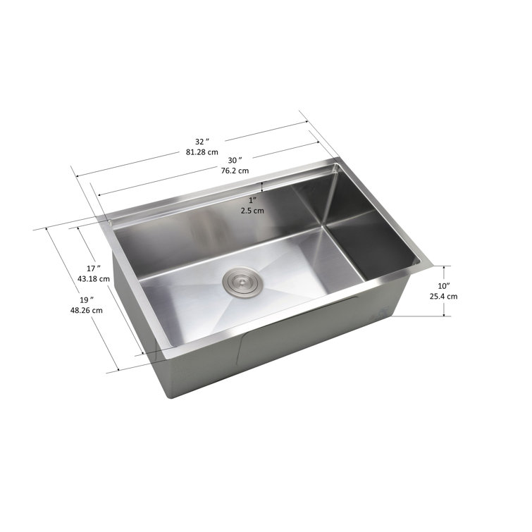 Prestige 32'' Stainless Steel Undermount Single Bowl Kitchen Sink