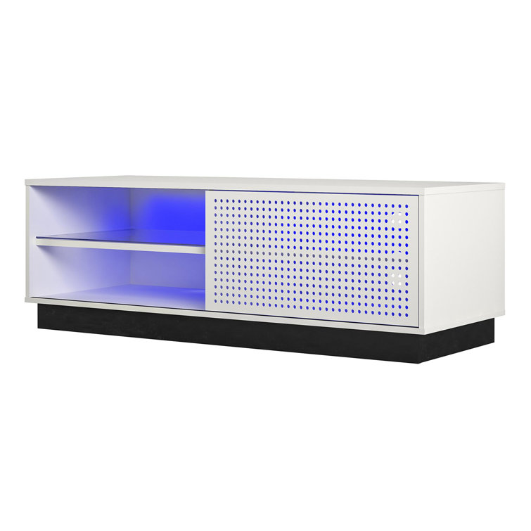 Contemporary White Gamer TV Stand with LED & Wire Management