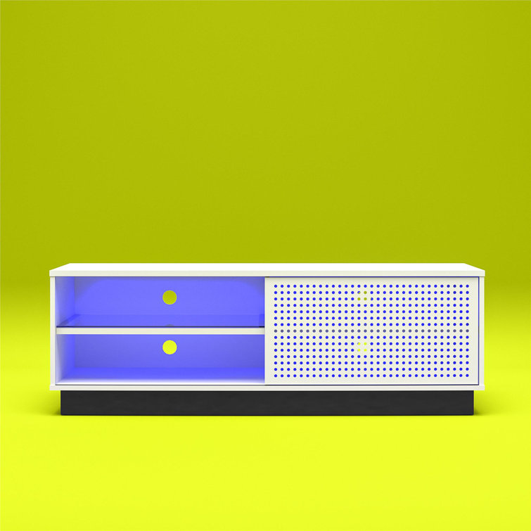 Contemporary White Gamer TV Stand with LED & Wire Management