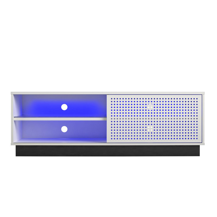 Contemporary White Gamer TV Stand with LED & Wire Management