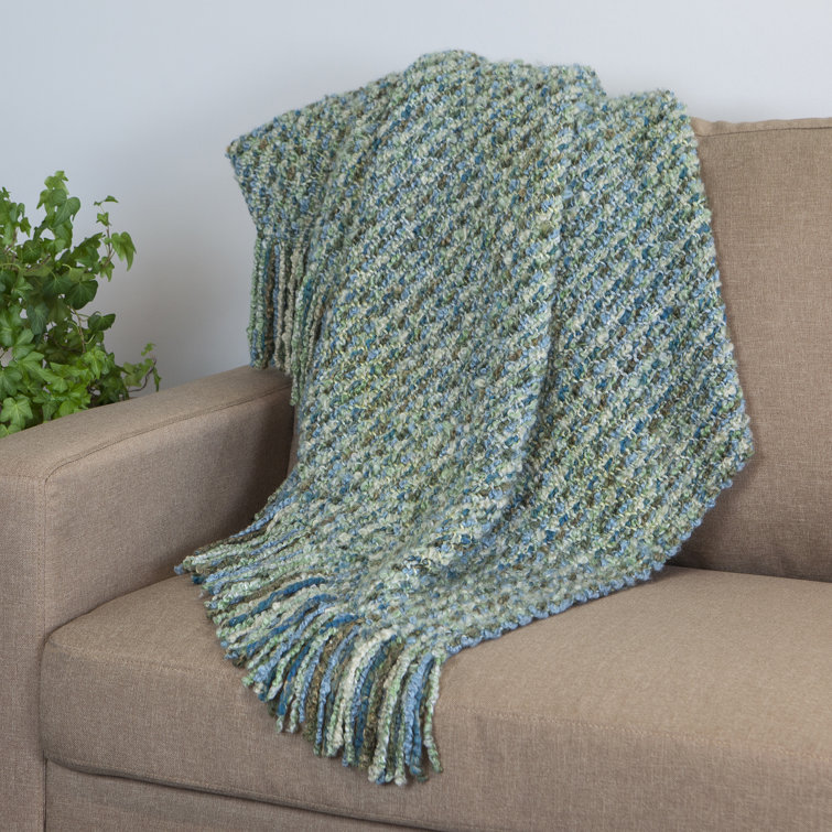 Surf Blue and Green Acrylic Reversible Throw Blanket