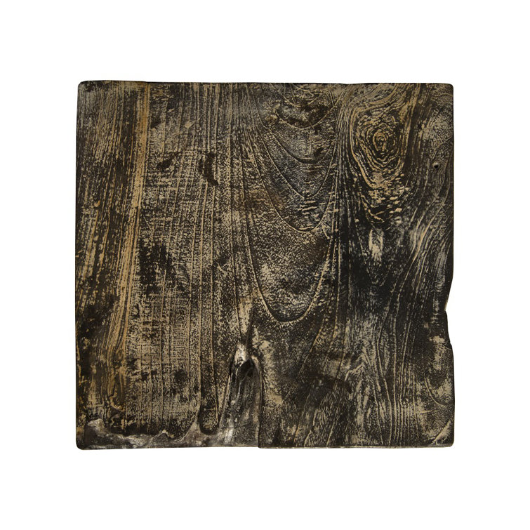 Black Wash Solid Wood Square Accent Stool