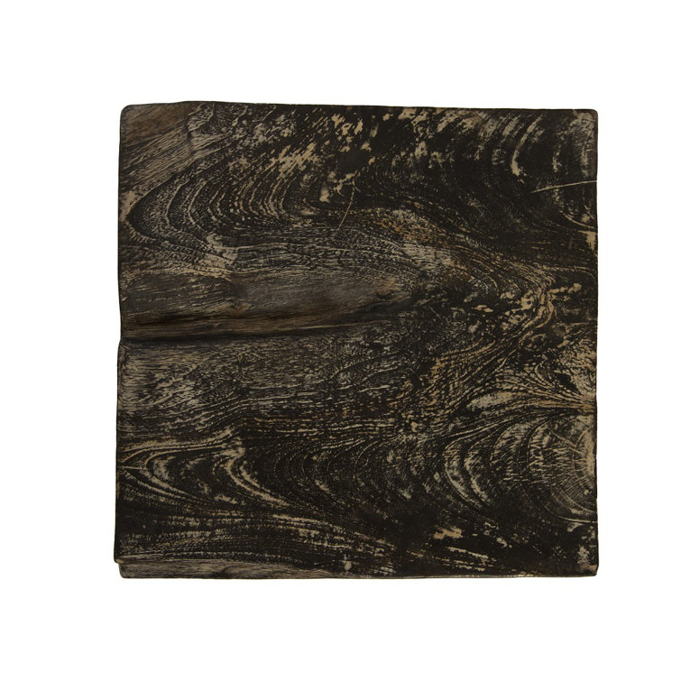 Black Wash Solid Wood Square Accent Stool