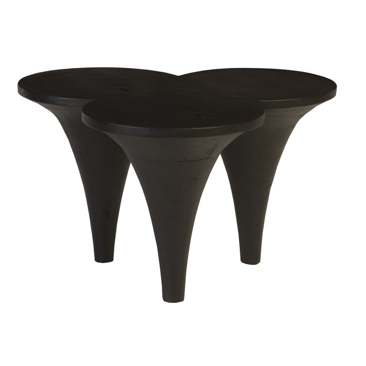 Marley Triangular Black Solid Wood & Metal Coffee Table