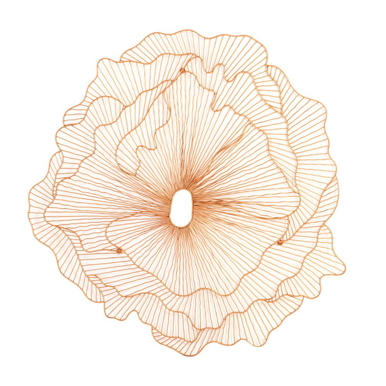Large Copper Contemporary Flower Wall Art Sculpture