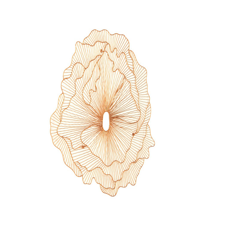 Large Copper Contemporary Flower Wall Art Sculpture