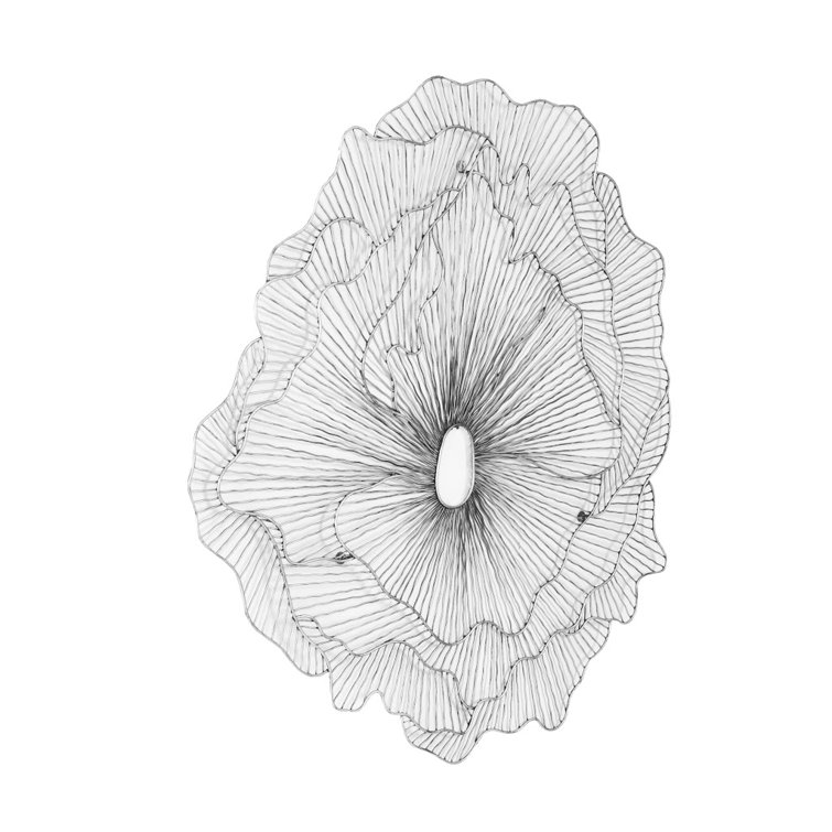 Large Black and Silver Metal Flower Wall Sculpture