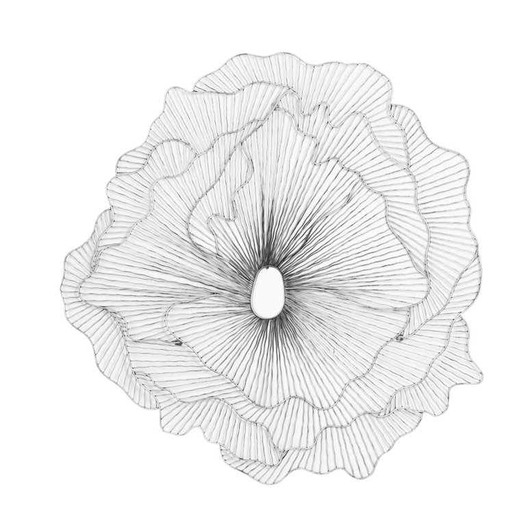 Large Black and Silver Metal Flower Wall Sculpture