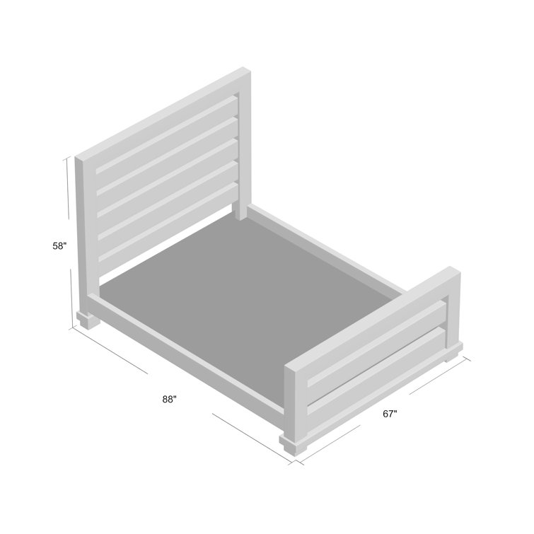 Rustic White Pine Queen Panel Bed with Upholstered Headboard