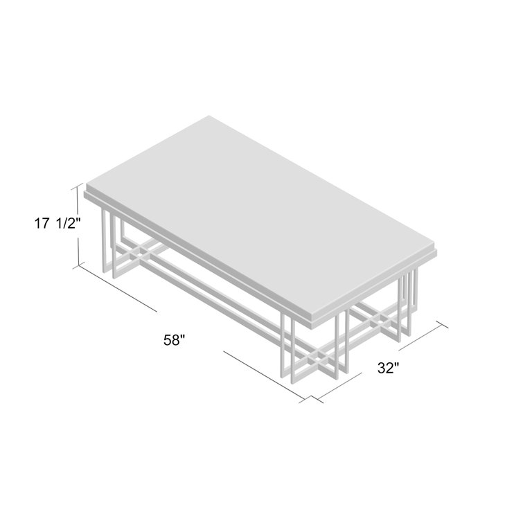 Rectangular Silver and White Wood Coffee Table with Onyx Top