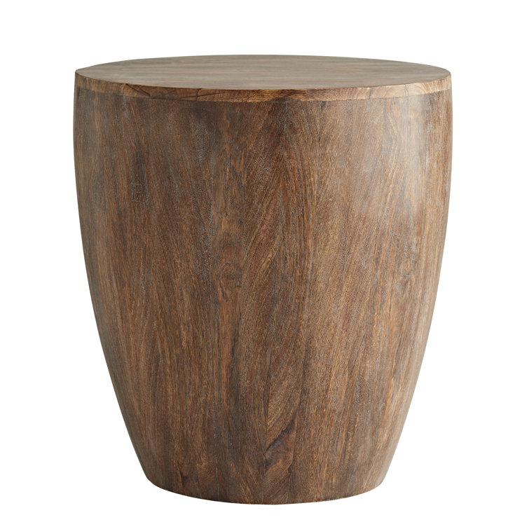 Jacob 32.5'' Round Wood Paneled Drum Side Table
