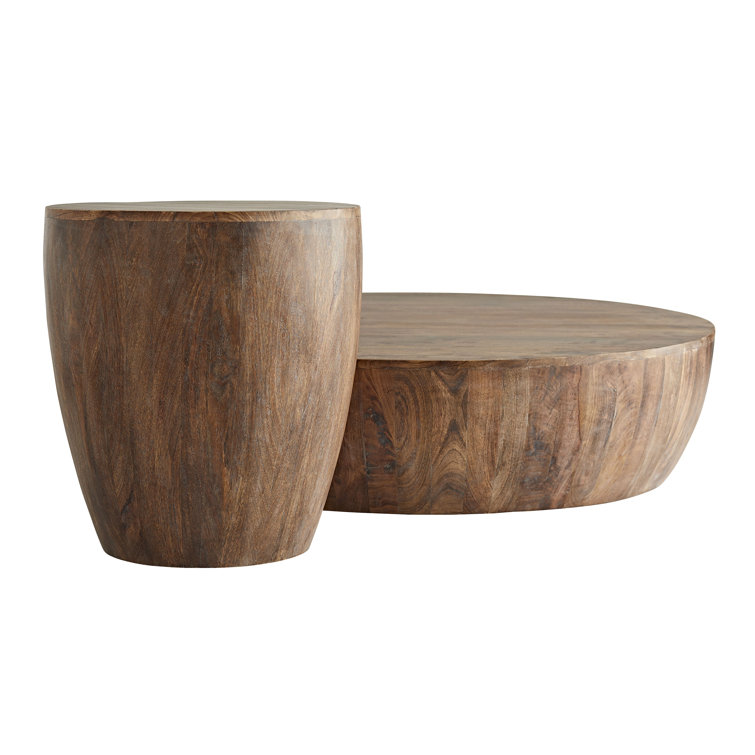 Large Round Tobacco Finish Mango Wood Coffee Table