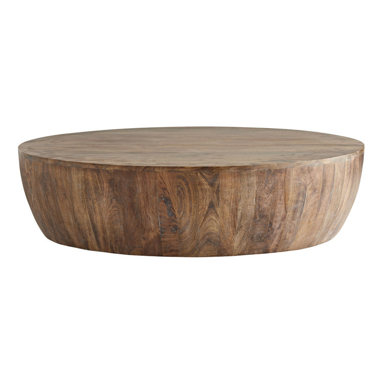 Large Round Tobacco Finish Mango Wood Coffee Table