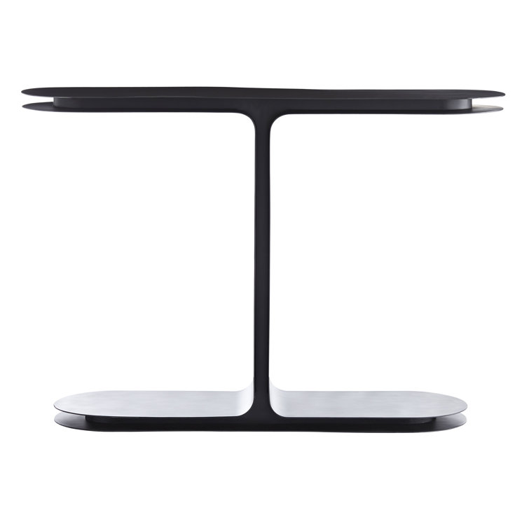 Alberto Handcrafted Bronze Iron Double-Layer Console Table with Glass Top